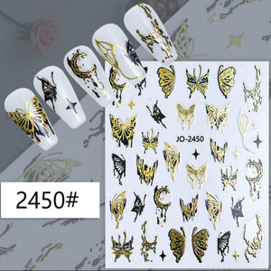 Nail Sticker - 2450 - Butterflies - Gold