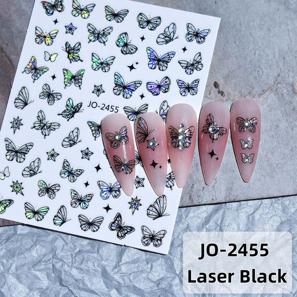 Nail Sticker - 2455 - Butterflies - Black