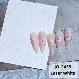 Nail Sticker - 2455 - Butterflies - White