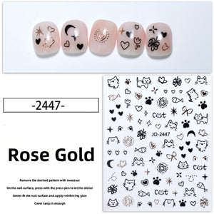 Nail Sticker - 2447 - Kitten - Rose Gold