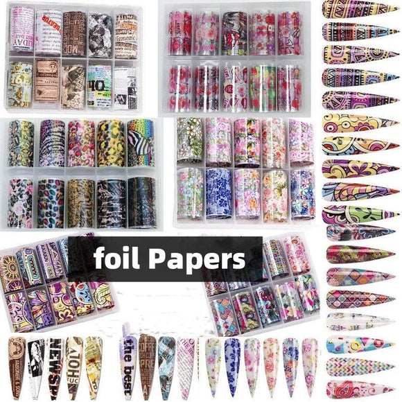 Nail Decorations - 10pcs Foil Combo