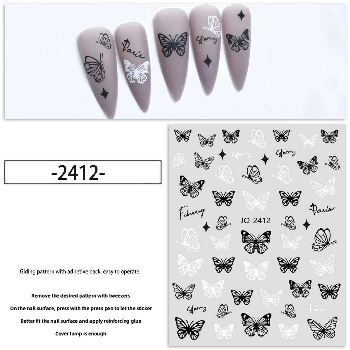 Nail Sticker - 2412 - Butterflies – Madz Nail & Beauty