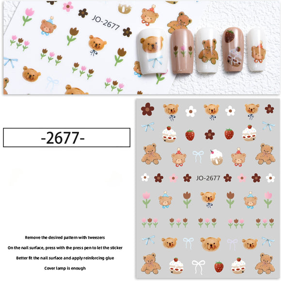 Nail Sticker - 2677 - Bears & Cakes
