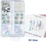 6 Grid Nail Art - Pearl/Flower/Butterfly