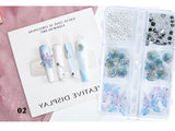 6 Grid Nail Art - Pearl/Flower/Butterfly