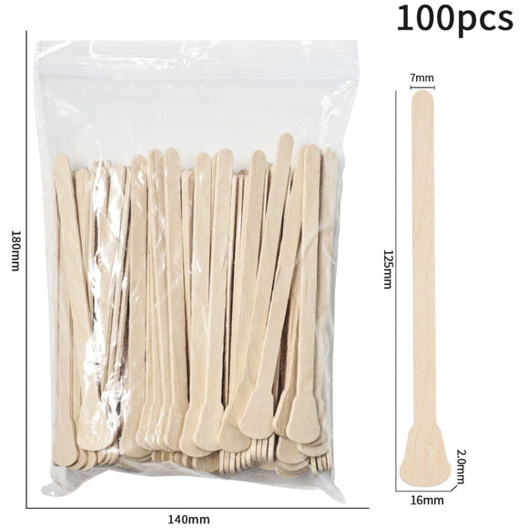 Disposable Wooden Spatula (For Waxing) - Small Applicator - 125x16mm - 100pcs