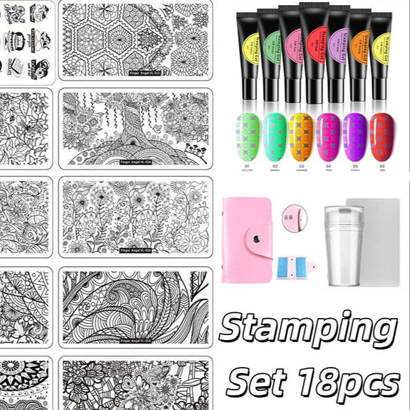 Stamping Combo - 18pcs - VL Series & Glow in the dark stamping Gel