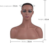 Mannequin Head with Shoulders - Female - Medium Dark Skin