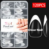 Almond - Medium - French Full Cover Nail Tips - Clear - 120pcs