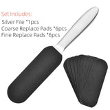 Pedicure Foot File - Stainless Steel - File & 12 Replacement Pads