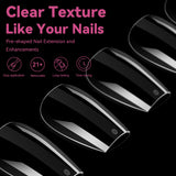 Coffin - Short - Full Cover - Soft Gel Nail Tips - 450pcs - Clear