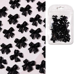 Bow Nail Decoration - Black - 20pcs