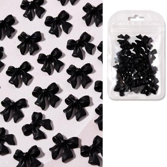 Bow Nail Decoration - Black - 20pcs