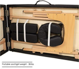 Portable Massage Bed with Wooden Legs - Black