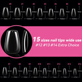 Coffin - Short - Full Cover - Soft Gel Nail Tips - 450pcs - Clear