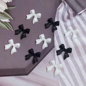 Bow Nail Decoration - Black & White - 20pcs