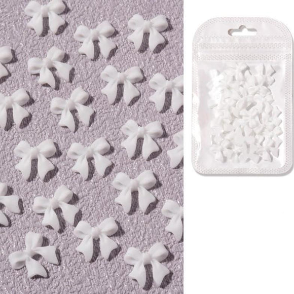 Bow Nail Decoration - White - 20pcs