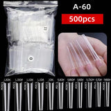 Coffin - XXXL Long Half Cover Nail Tips - 500pcs - (A-60)