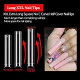 Semi C Curve Straight - French Cover XXL Long Soft Gel Nail Tips - 240pcs - Box