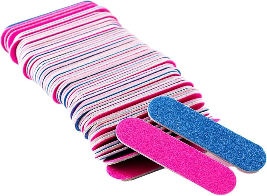 Mini Nail File - 5cm x 1.3cm - 100pcs - Pink & Blue – Madz Nail