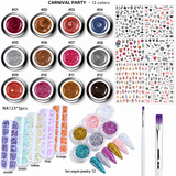 VENDEENI Carnival Party Gel and Nail Art Set - 25pcs