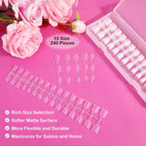 Coffin - Short - Half Cover - Soft Gel - Clear Matt - Nail Tips - 240pcs - YS-407