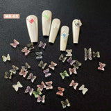 Mini Transparent Butterfly Nail Charms - 20pcs