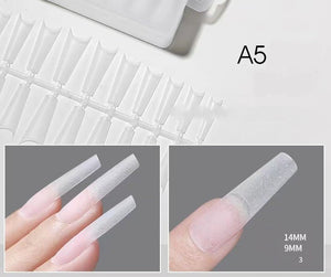 Coffin - XL Long Half Cover Nail Tips - (A5) - 240pcs - Box - Clear