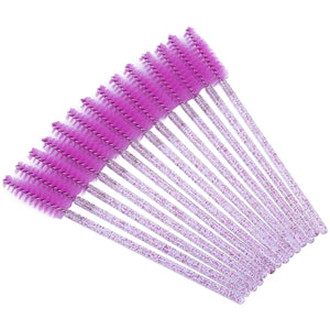 Mascara Wands / Spoolies - 12pcs - Purple Glitter