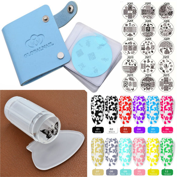Stamping Plate Combo - 14 HEHE Plates + 1 Stamper + 12 Stamping Colour Gels + Stamping Plate Book