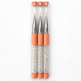 Nail Art Striping Brushes with Caps - Diamond Handles - 3pcs