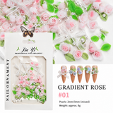 Nail Decoration - Resin Roses, Leaves & Marbled Charms Mix