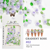 Nail Decoration - Resin Roses, Leaves & Marbled Charms Mix