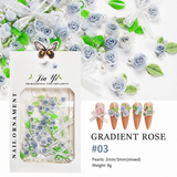 Nail Decoration - Resin Roses, Leaves & Marbled Charms Mix