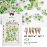 Nail Decoration - Resin Roses, Leaves & Marbled Charms Mix