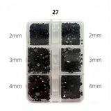 Nail Rhinestones - Flat Back Resin - 6 Grid Box