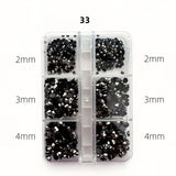 Nail Rhinestones - Flat Back Resin - 6 Grid Box