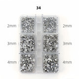 Nail Rhinestones - Flat Back Resin - 6 Grid Box