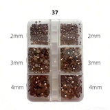 Nail Rhinestones - Flat Back Resin - 6 Grid Box