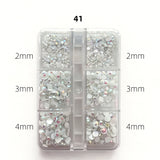 Nail Rhinestones - Flat Back Resin - 6 Grid Box