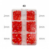 Nail Rhinestones - Flat Back Resin - 6 Grid Box