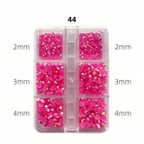 Nail Rhinestones - Flat Back Resin - 6 Grid Box
