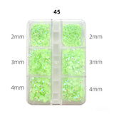 Nail Rhinestones - Flat Back Resin - 6 Grid Box