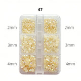 Nail Rhinestones - Flat Back Resin - 6 Grid Box