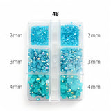Nail Rhinestones - Flat Back Resin - 6 Grid Box