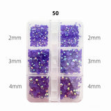 Nail Rhinestones - Flat Back Resin - 6 Grid Box