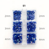 Nail Rhinestones - Flat Back Resin - 6 Grid Box