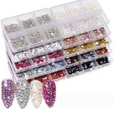 Nail Rhinestones - Flat Back Resin - 6 Grid Box
