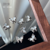 Crystal Cat Eye Butterfly Nail Charms - 5pcs