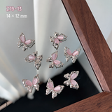 Crystal Cat Eye Butterfly Nail Charms - 5pcs